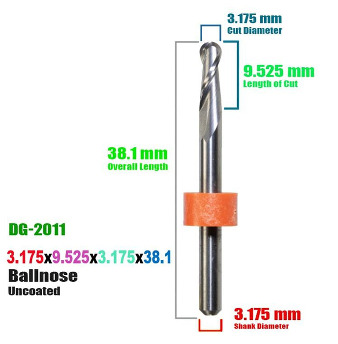 CadCam Milling Burs for DIGITAL DENTAL: Carbide Uncoated - 3.175 MM Diameter - Starcona Dental Supply