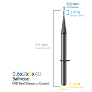 VHF: Diamond Coated K5-S2 CAD/CAM Milling Burs