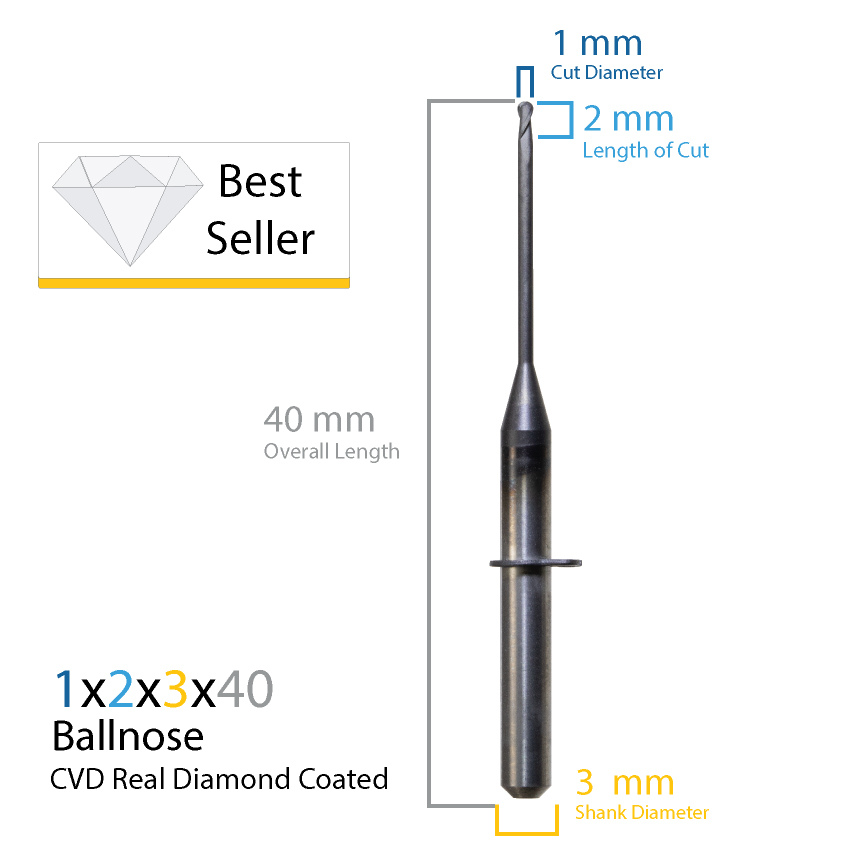 VHF: Diamond Coated K5-S2 CAD/CAM Milling Burs