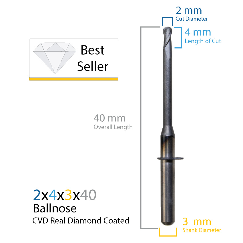 VHF: Diamond Coated K5-S2 CAD/CAM Milling Burs