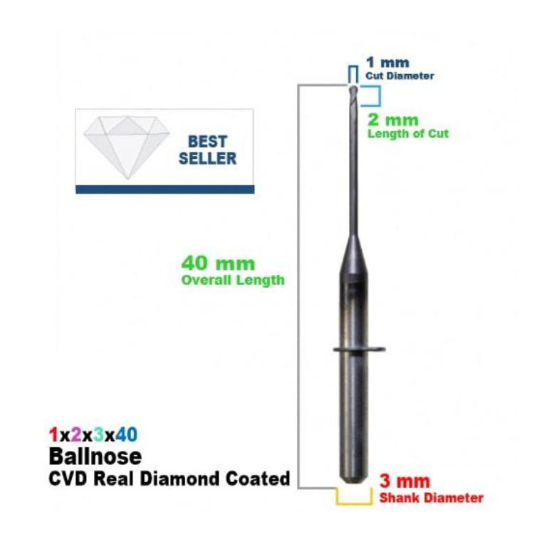 JENSEN: Diamond Coated CadCam Milling Burs