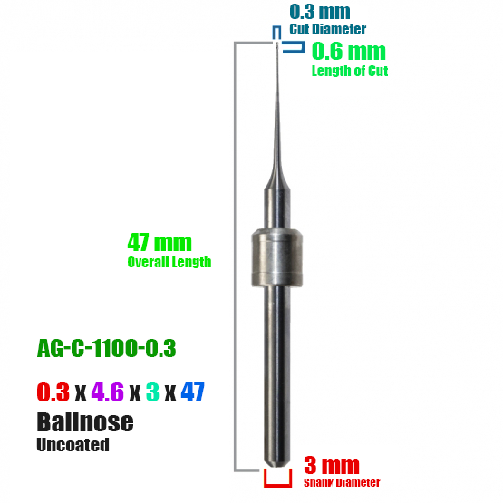 CadCam Milling Burs for Amann Girbach: Carbide Uncoated - 0.3 MM - Starcona Dental Supply