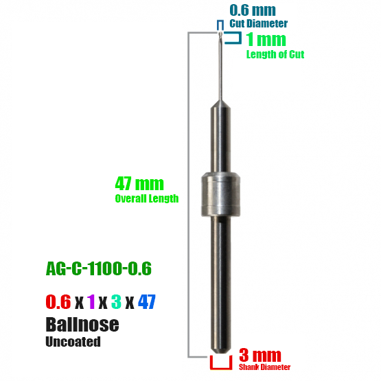 CadCam Milling Burs for Amann Girrbach: Carbide Uncoated - 0.6 MM - Starcona Dental Supply