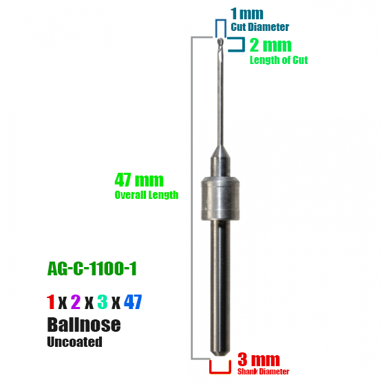 CadCam Milling Burs for Amann Girrbach: Carbide Uncoated - 1 MM - Starcona Dental Supply