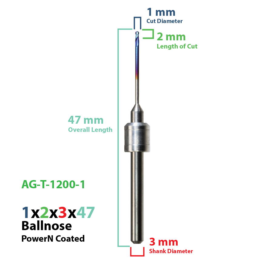 CadCam Milling Burs for Amann Girrbach: Power N Coated 1 MM - Starcona Dental Supply