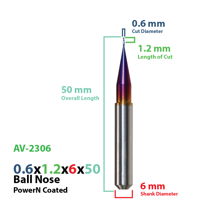 CadCam Milling Burs for Arum Axsys Versamill: Power N Coated 0.6 MM - Starcona Dental Supply