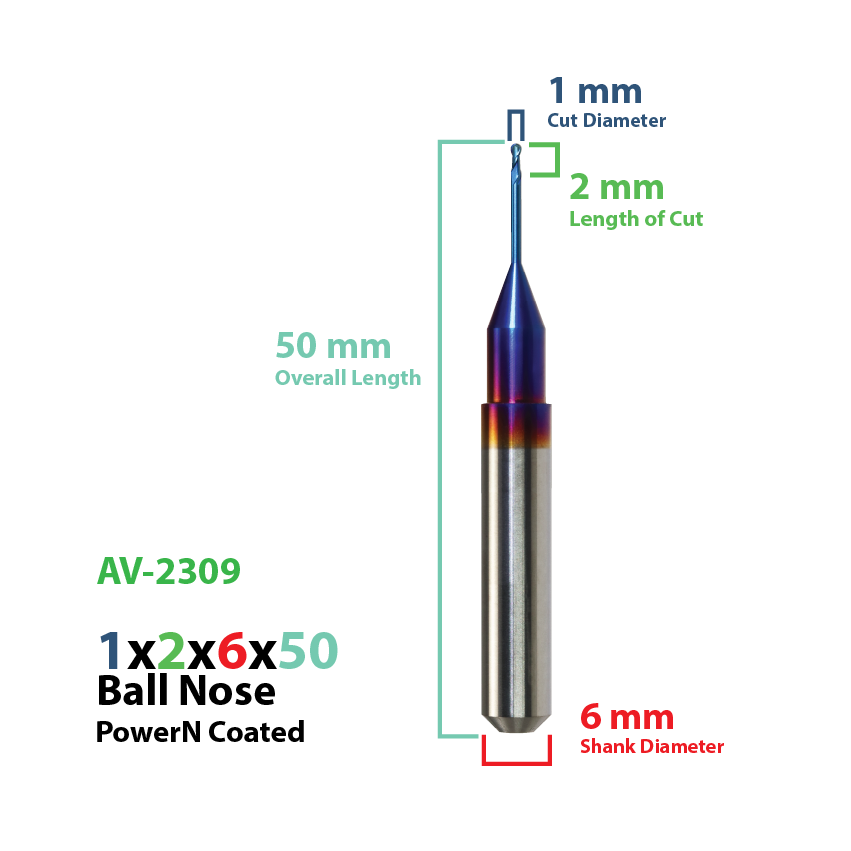 CadCam Milling Burs for Arum Axsys Versamill: Power N Coated 1 MM - Starcona Dental Supply