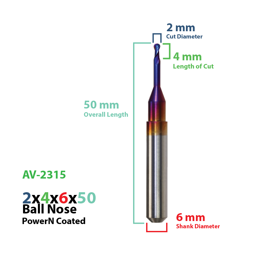 CadCam Milling Burs for Arum Axsys Versamill: Power N Coated 2 MM - Starcona Dental Supply