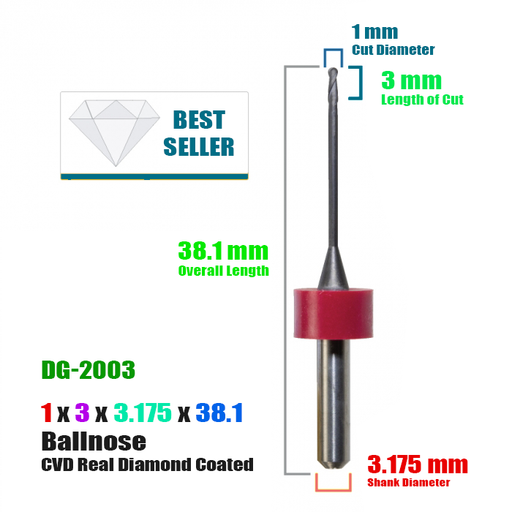 CadCam Milling Burs for DIGITAL DENTAL: Diamond Coated - 1 MM Diameter - Starcona Dental Supply