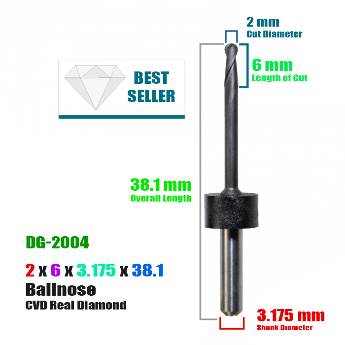 CadCam Milling Burs for DIGITAL DENTAL: Diamond Coated - 2 MM Diameter - Starcona Dental Supply
