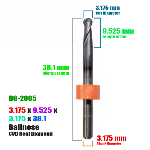 CadCam Milling Burs for DIGITAL DENTAL: Diamond Coated - 3.175 MM Diameter - Starcona Dental Supply