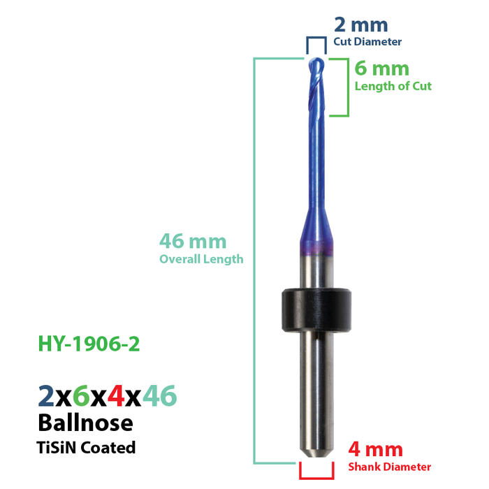 CadCam Milling Burs for ORIGIN & HAAS / YENADENT: Power N Coated - 2 MM Diameter - Starcona Dental Supply