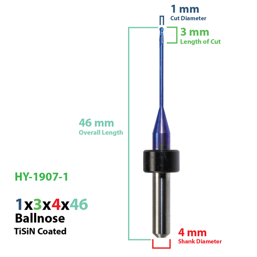CadCam Milling Burs for ORIGIN & HAAS / YENADENT: Power N Coated - 1 MM Diameter - Starcona Dental Supply