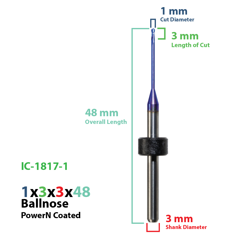 CadCam Milling Burs for IMES-ICORE: Power N Coated - 1 MM Diameter 48 MM Overall Length - Starcona Dental Supply