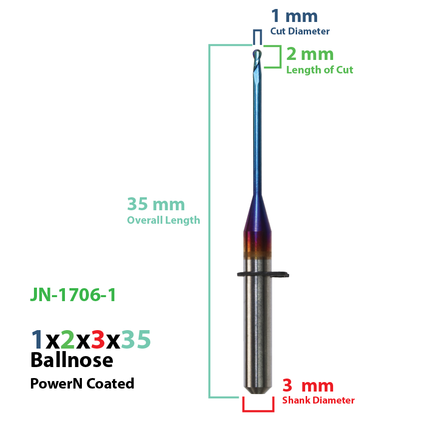 CadCam Milling Burs for JENSEN: Power N Coated - 1 MM - Starcona Dental Supply