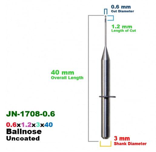 CadCam Milling Burs for JENSEN: Carbide uncoated - 0.6 MM Diameter 40 MM Overall length 1.2 MM Length of cut - Starcona Dental Supply