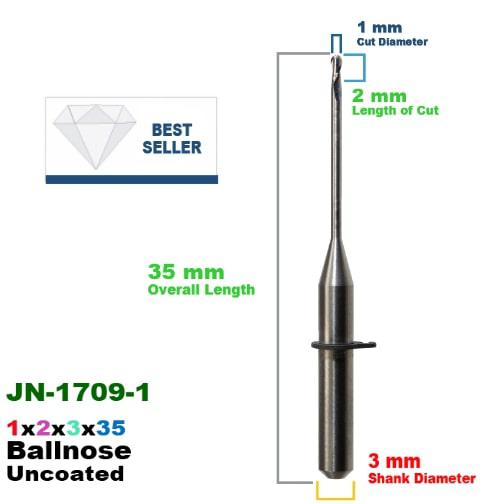 CadCam Milling Burs for JENSEN: Carbide Uncoated -1 MM Diameter 35 MM Overall length - Starcona Dental Supply