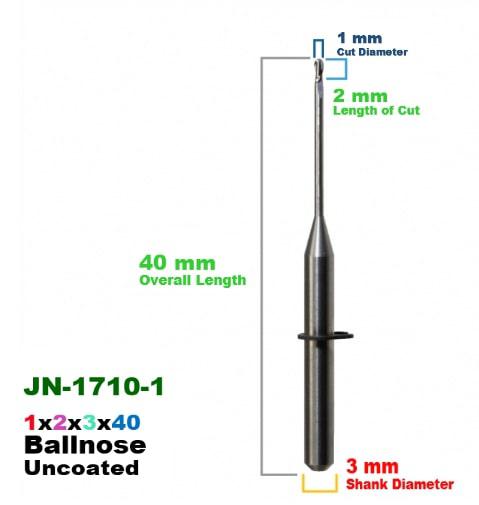 CadCam Milling Burs for JENSEN: Carbide Uncoated -1 MM Diameter 40 MM Overall length - Starcona Dental Supply