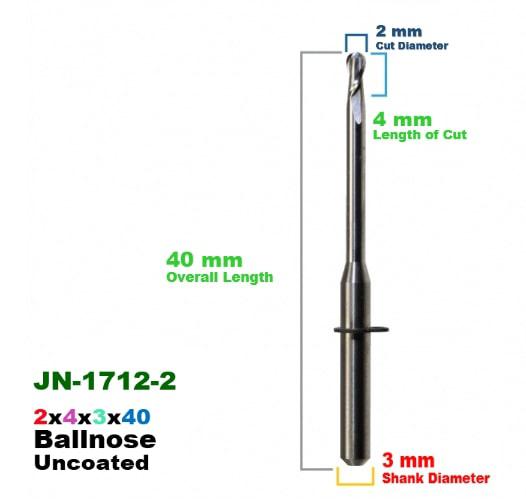 CadCam Milling Burs for JENSEN: Carbide uncoated - 2 MM Diameter 40 MM Overall length 4 MM Length of cut - Starcona Dental Supply