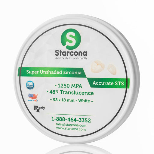 Super Unshaded Zirconia Discs - Starcona Dental Supply