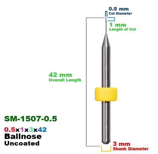 CadCam Milling Burs for Sirona MC X5: Carbide Uncoated 0.5 MM - Yellow - Starcona Dental Supply