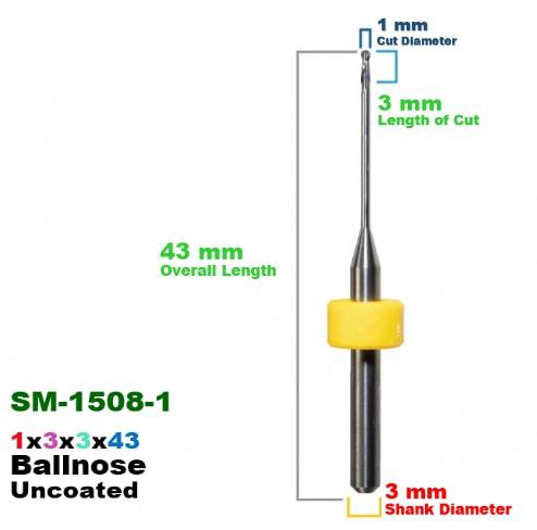 CadCam Milling Burs for Sirona MC X5: Carbide Uncoated 1 MM - Yellow - Starcona Dental Supply