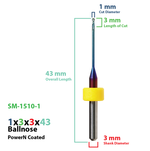 CadCam Milling Burs for Sirona MC X5: Power N Coated 1 MM - Starcona Dental Supply