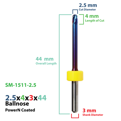 CadCam Milling Burs for Sirona MC X5: Power N Coated 2.5 MM - Starcona Dental Supply