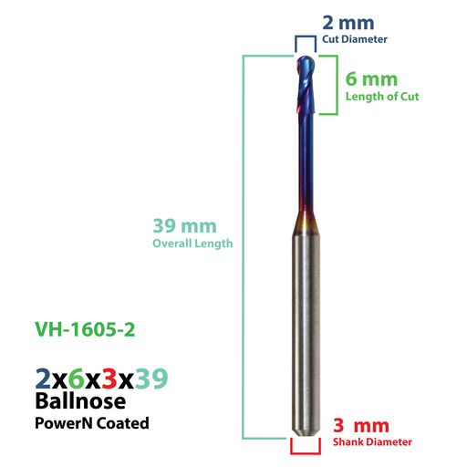 CadCam Milling Burs for VHF: Power N Coated - 2 MM - Starcona Dental Supply