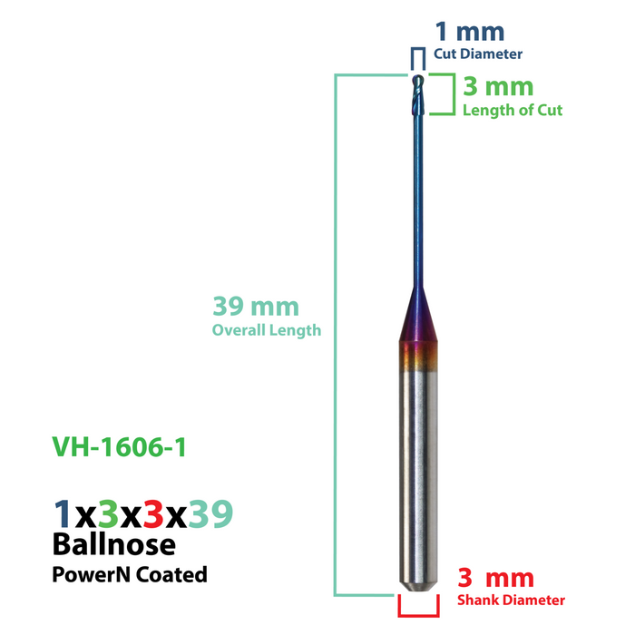 CadCam Milling Burs for VHF: Power N Coated - 1 MM - Starcona Dental Supply