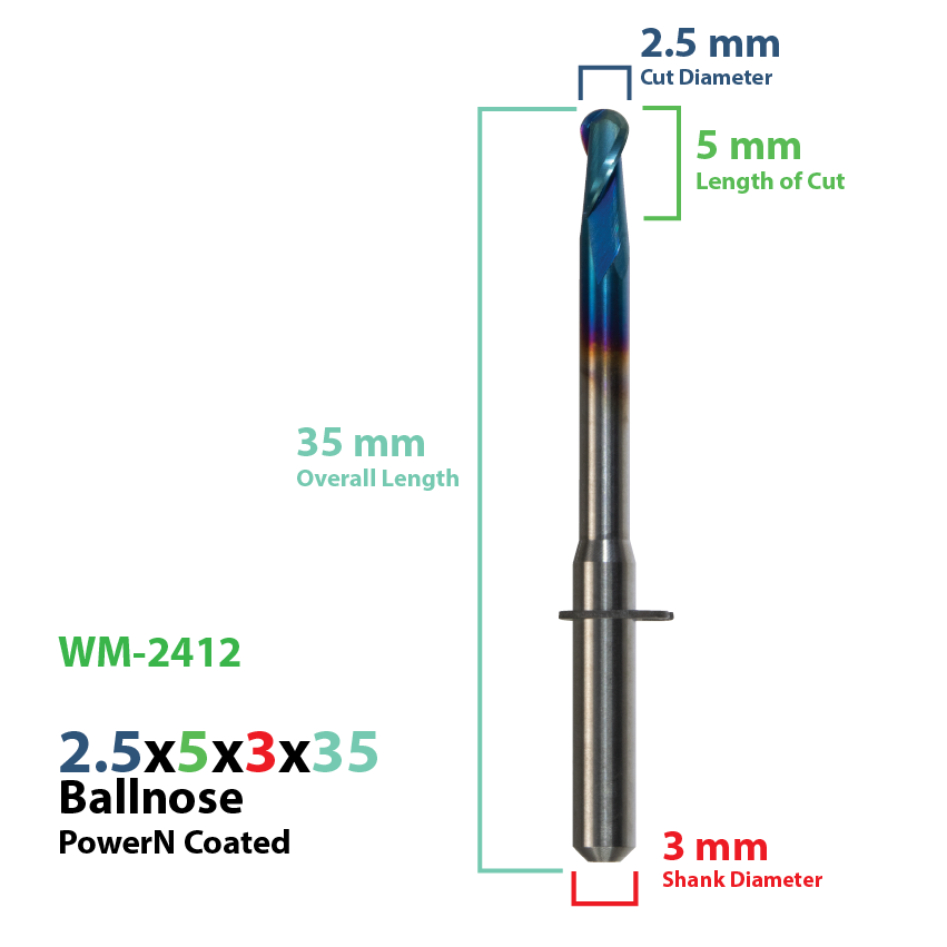 CadCam Milling Burs for Wieland Mini: Power N Coated 2.5 MM - Starcona Dental Supply