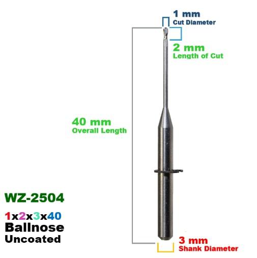 CadCam Milling Burs for Wieland Select Hybrid: Carbide Uncoated 1 MM - Starcona Dental Supply