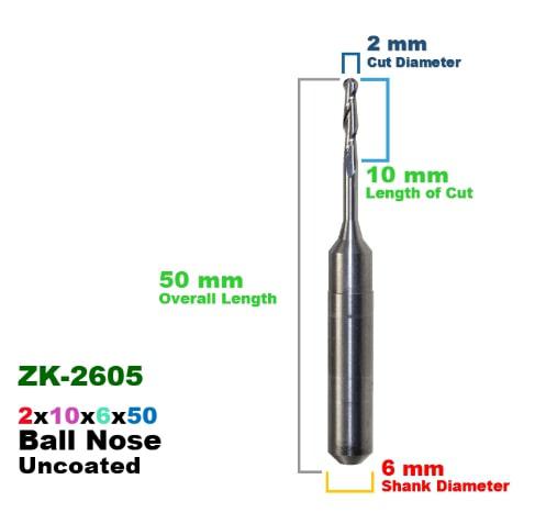 CadCam Milling Burs for Zirkonzahn: Carbide Uncoated 2 MM
