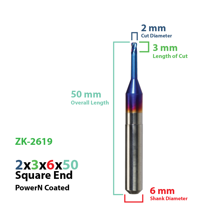 CadCam Milling Burs for Zirkonzahn: Power N  Coated 2 MM