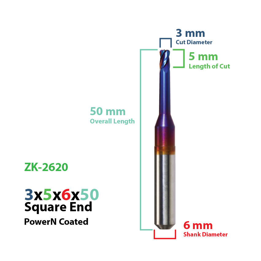 CadCam Milling Burs for Zirkonzahn: Power N Coated 3 MM